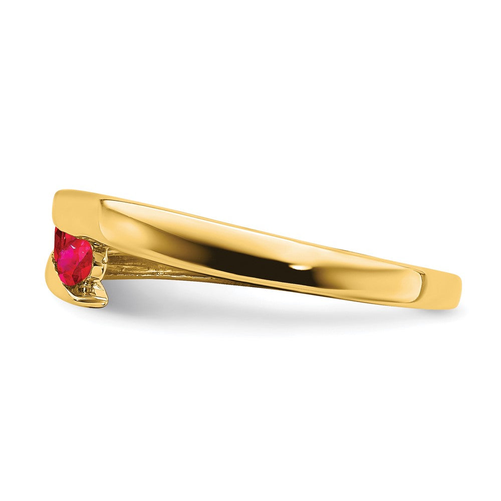 Massiv 14K Gelbgold Synthetisch Rubin 4-stone Ring