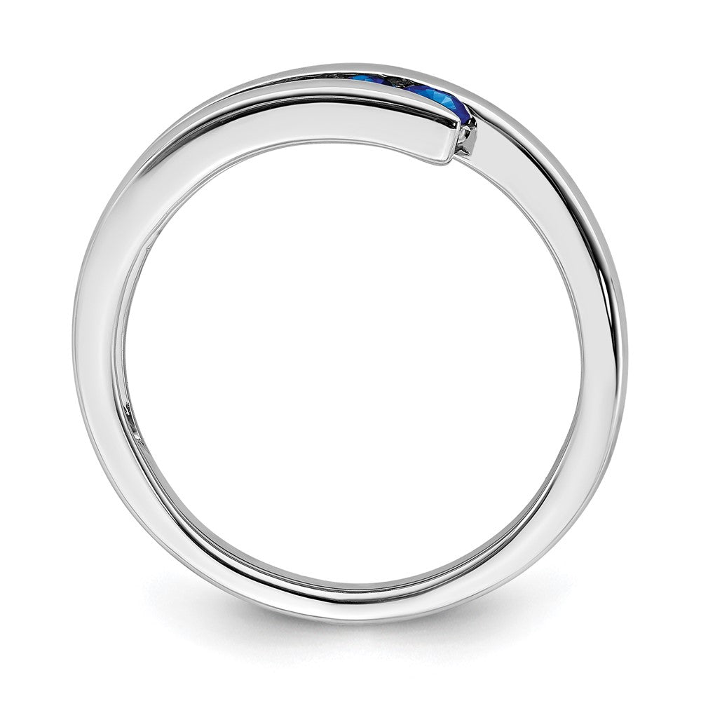 Massiv 14K Weißgold Synthetisch Saphir 4-stone Ring