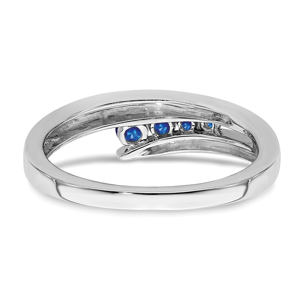 Massiv 14K Weißgold Synthetisch Saphir 4-stone Ring