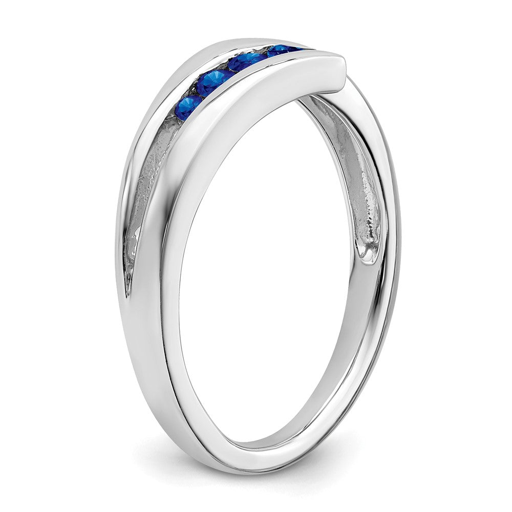 Massiv 14K Weißgold Synthetisch Saphir 4-stone Ring