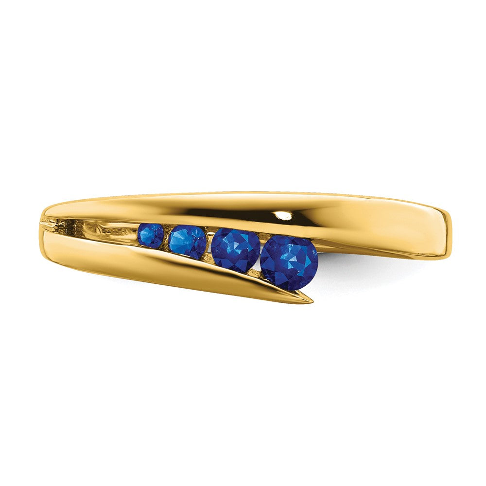 Massiv 14K Gelbgold Synthetisch Saphir 4-stone Ring