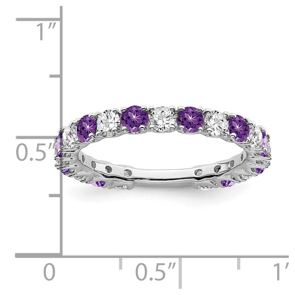 14K Weißgold Ring mit Amethyst und echten Diamanten