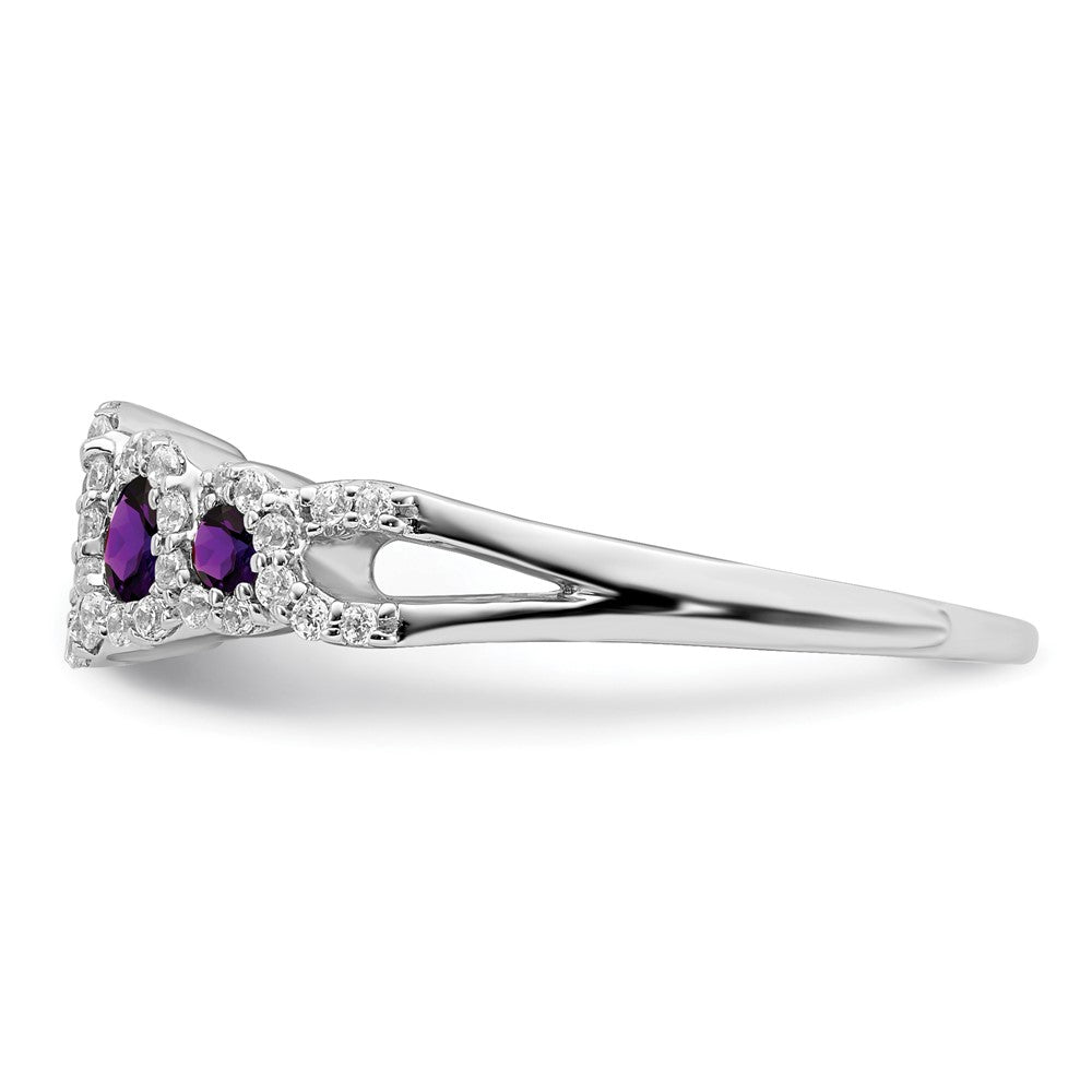 14K Weißgold Ring mit Amethyst und echten Diamanten