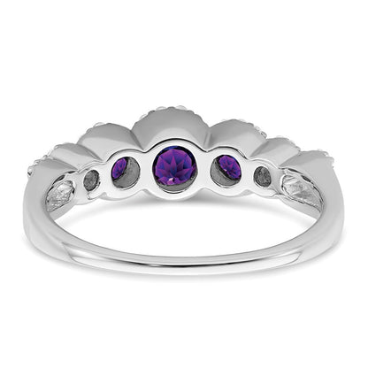 14K Weißgold Ring mit Amethyst und echten Diamanten