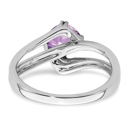 14K Weißgold Ring mit Amethyst und echtem Diamant