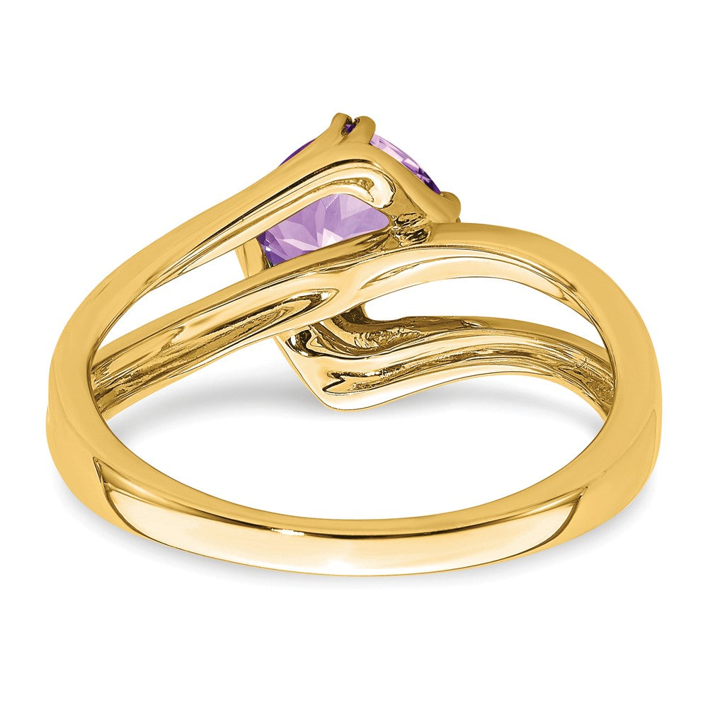 14K Gelbgold Ring mit Amethyst und echten Diamanten