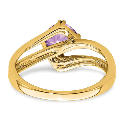 14K Gelbgold Ring mit Amethyst und echten Diamanten
