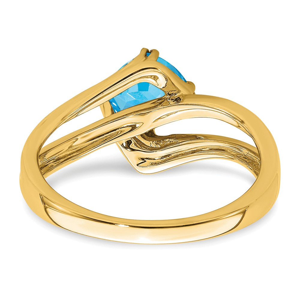 14K Gelbgold Ring mit blauem Topas und echten Diamanten