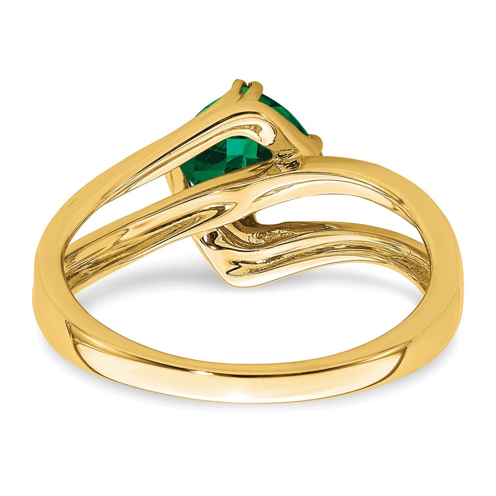 14K Gelbgold Ring mit synthetischem Smaragd und echten Diamanten
