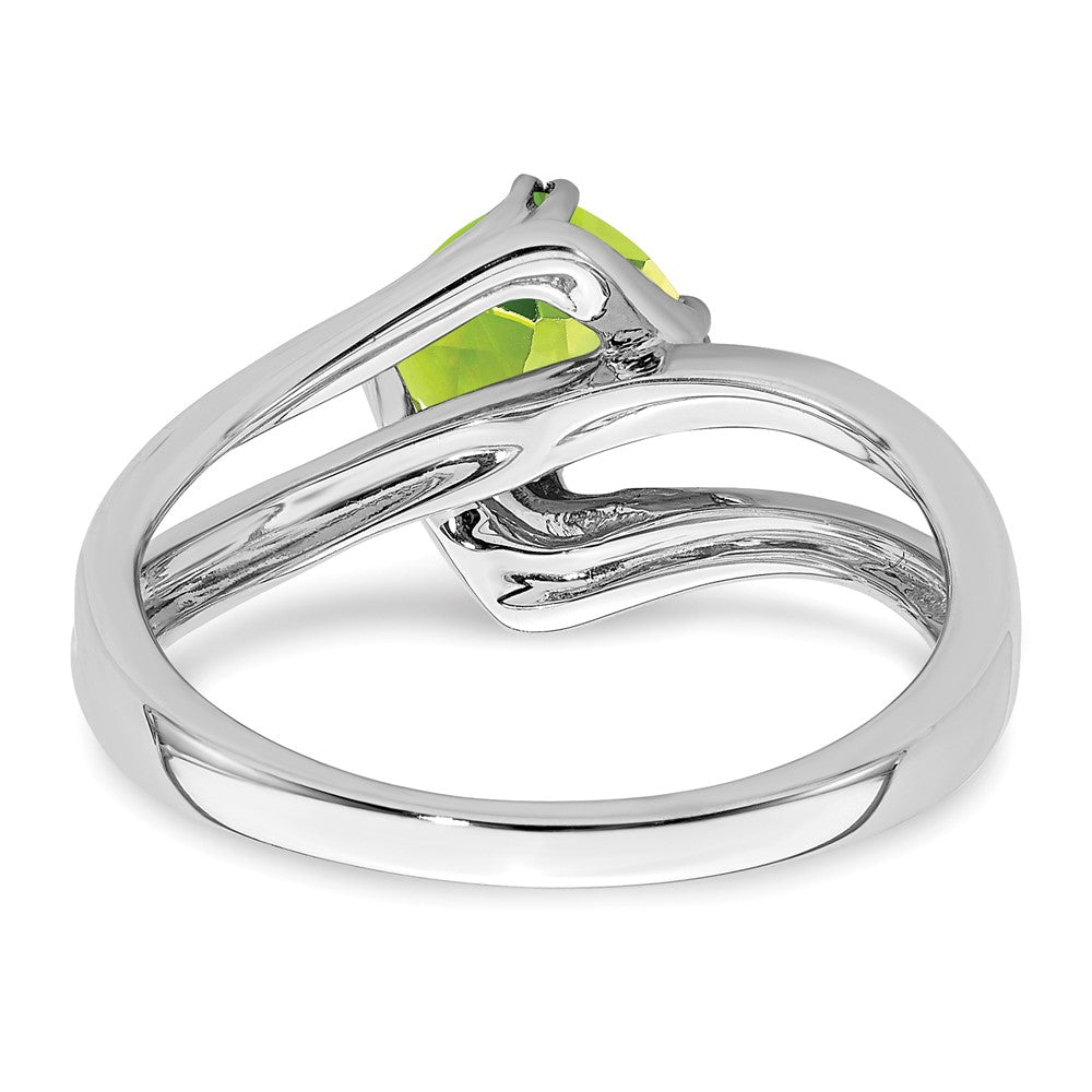 14K Weißgold Ring mit Peridot und echten Diamanten