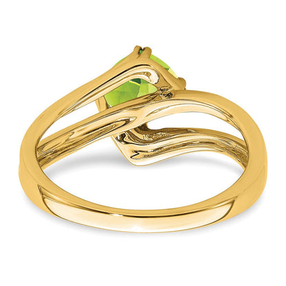 14K Gelbgold Ring mit Peridot und echten Diamanten