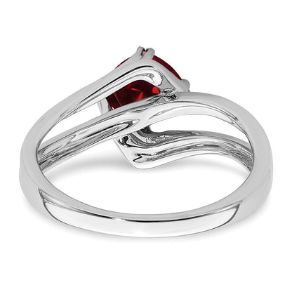 14K Weißgold Ring mit synthetischem Rubin und echtem Diamant
