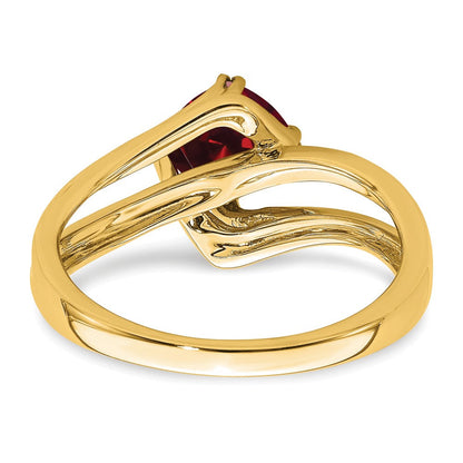 14K Gelbgold Ring mit synthetischem Rubin und echten Diamanten