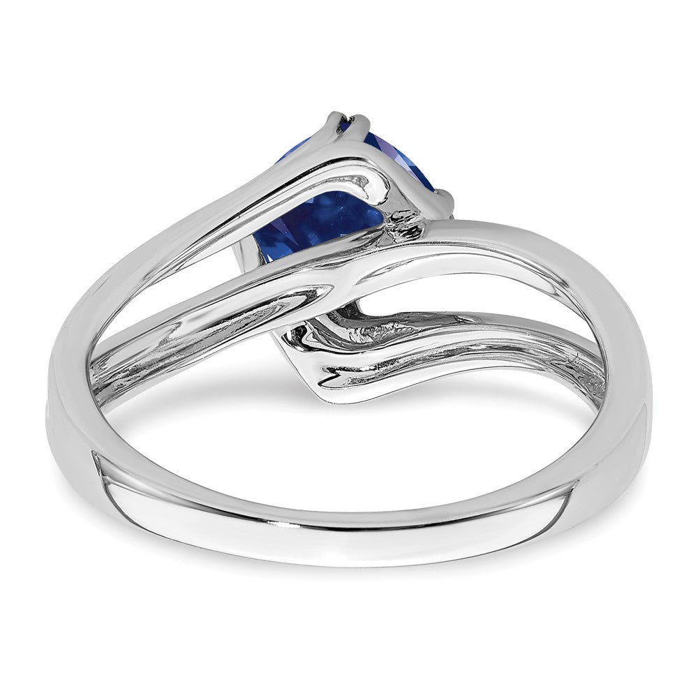 14K Weißgold Ring mit synthetischem Saphir und echten Diamanten
