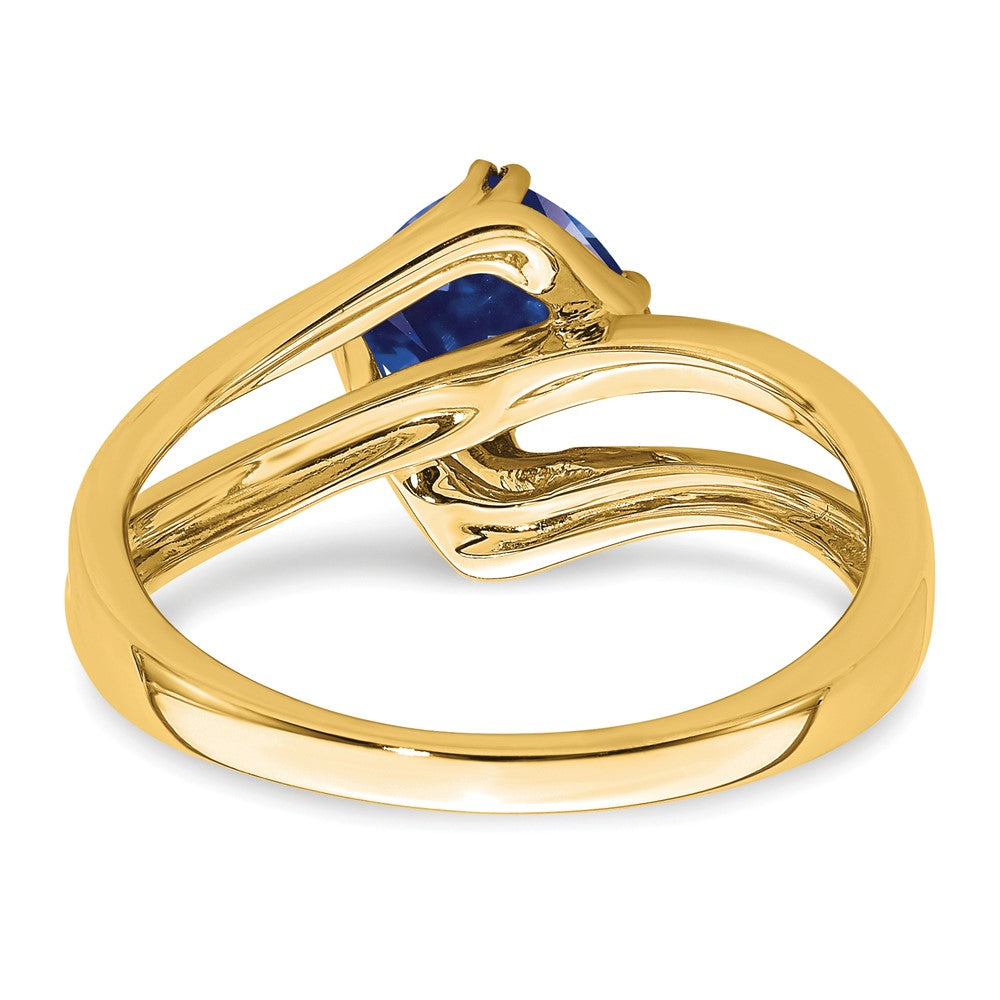 14K Gelbgold Ring mit synthetischem Saphir und echtem Diamant