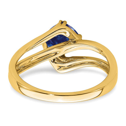 14K Gelbgold Ring mit synthetischem Saphir und echtem Diamant
