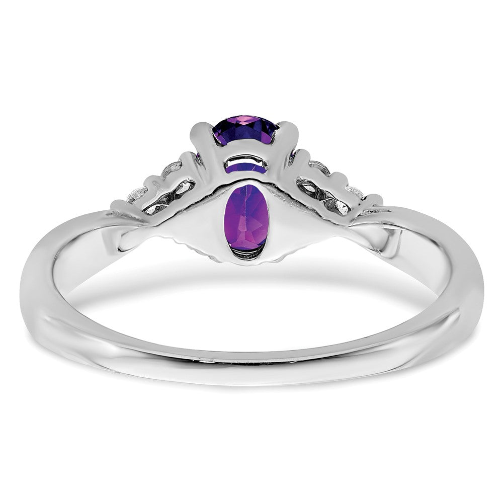 14K Weißgold Ring mit Amethyst und echten Diamanten