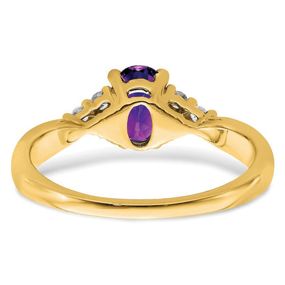 Ring aus 14K Gelbgold mit Amethyst und echten Diamanten