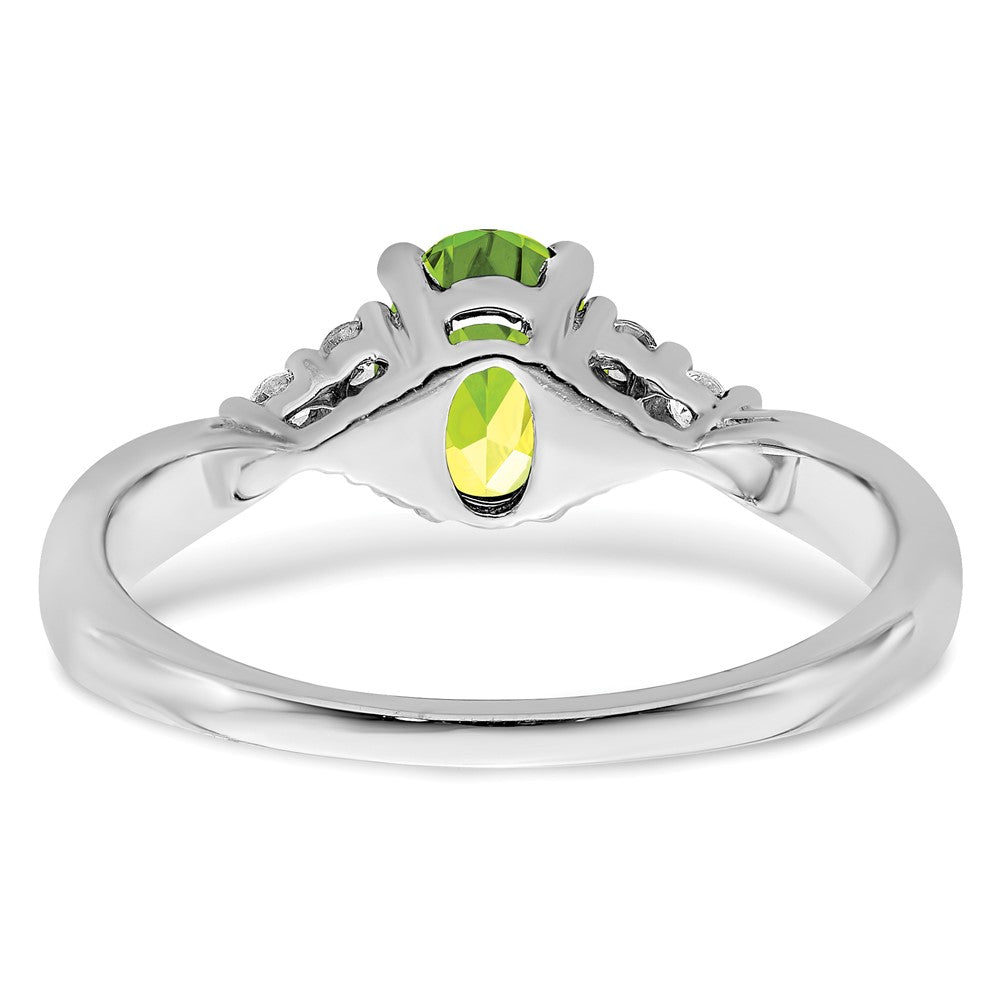14K Weißgold Ring mit Peridot und echten Diamanten