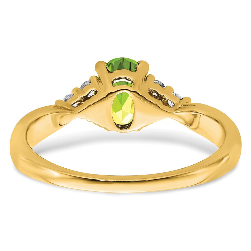 14K Gelbgold Ring mit Peridot und echten Diamanten