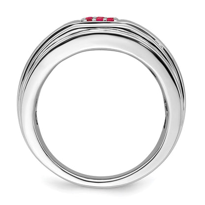 14K Weißgold Herrenring mit Rubin