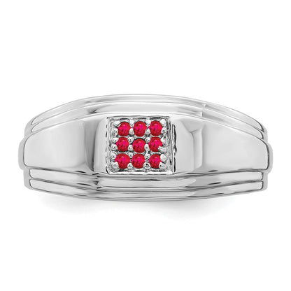 14K Weißgold Herrenring mit Rubin