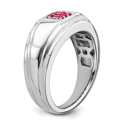 14K Weißgold Herrenring mit Rubin