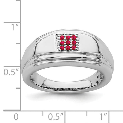 14K Weißgold Herrenring mit Rubin