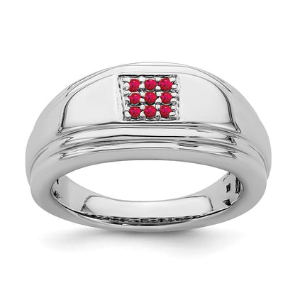 14K Weißgold Herrenring mit Rubin