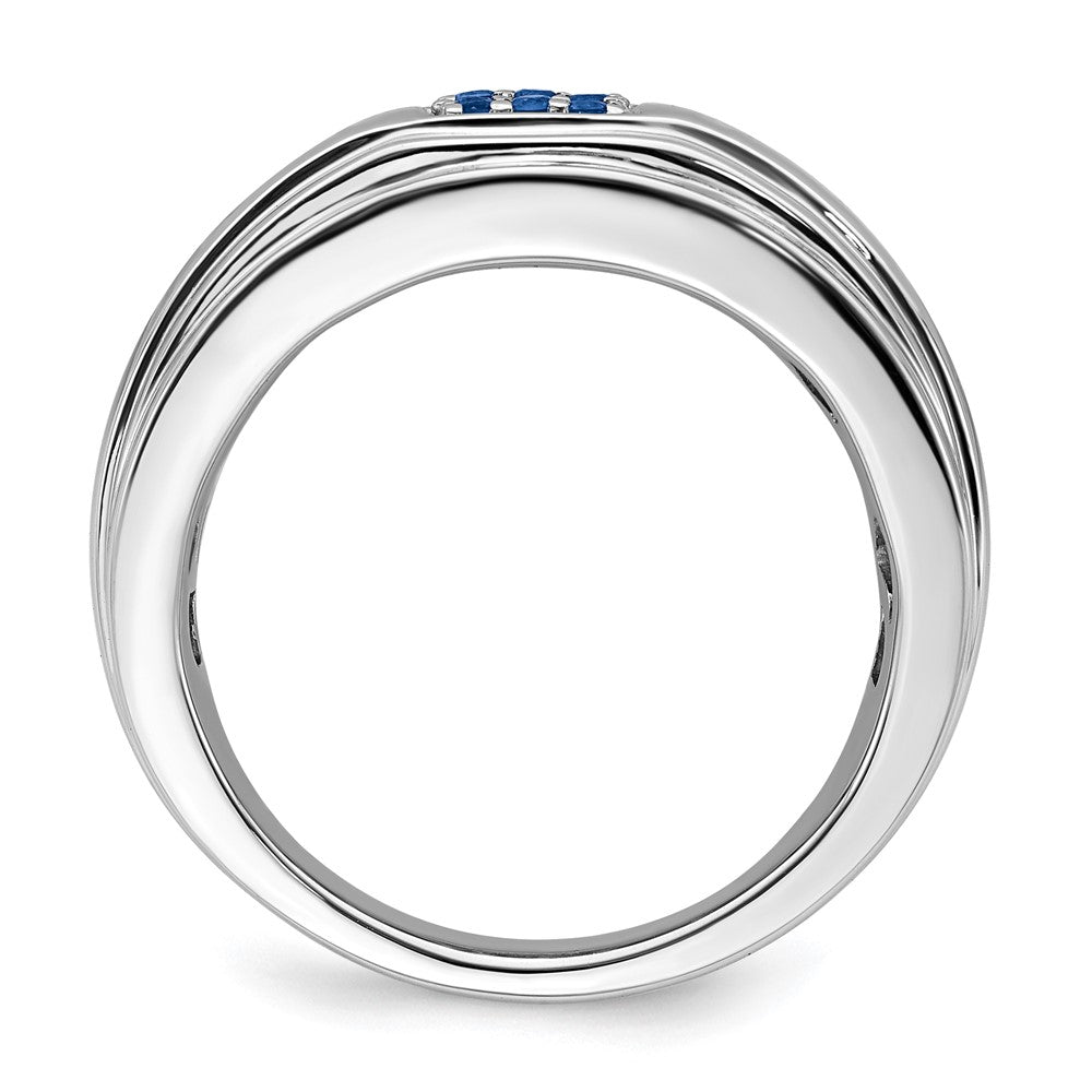 14K Weißgold Herrenring mit Saphir
