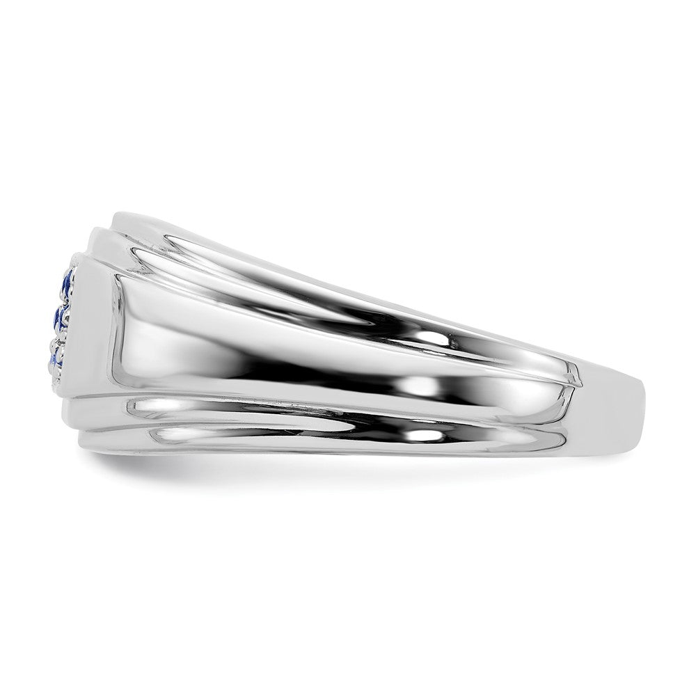 14K Weißgold Herrenring mit Saphir