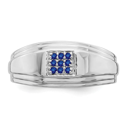 14K Weißgold Herrenring mit Saphir