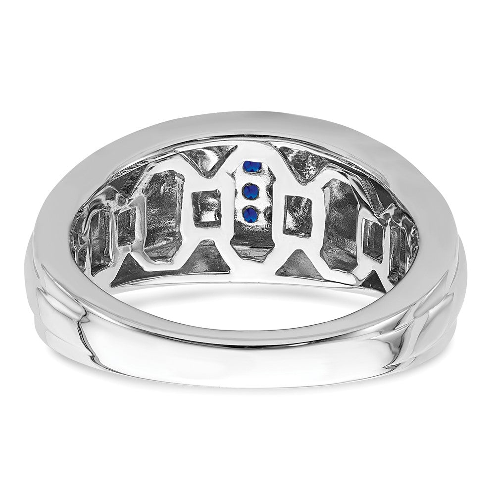 14K Weißgold Herrenring mit Saphir