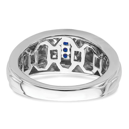 14K Weißgold Herrenring mit Saphir