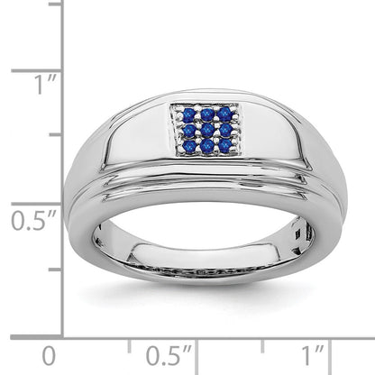 14K Weißgold Herrenring mit Saphir