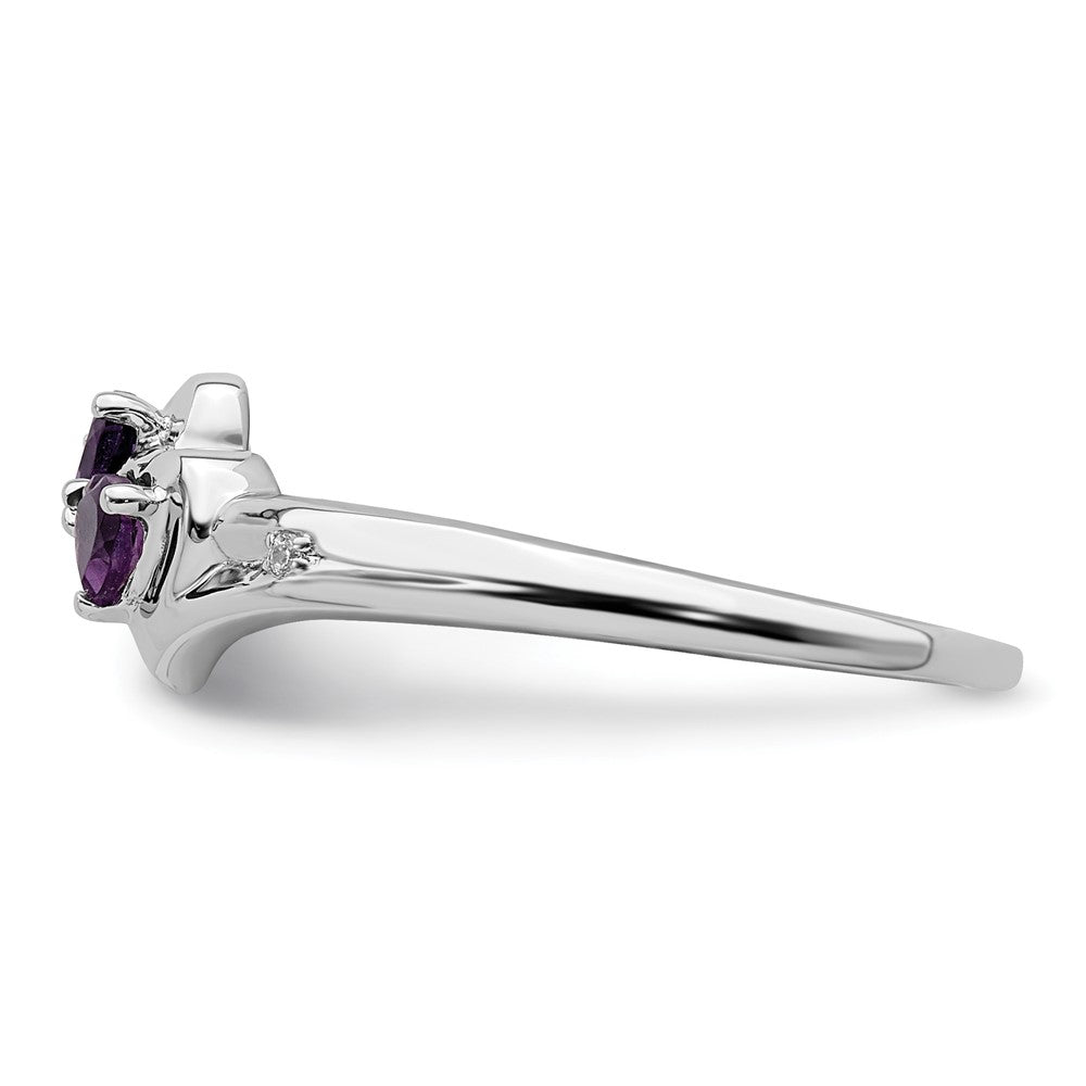 10K Weißgold Amethyst und Diamant 2-stone Herz Ring