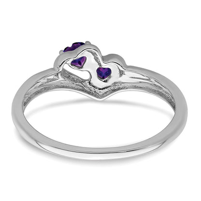 10K Weißgold Amethyst und Diamant 2-stone Herz Ring