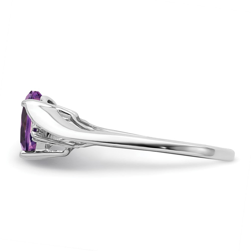 14K Weißgold Ring mit Amethyst und echtem Diamant in Herzform