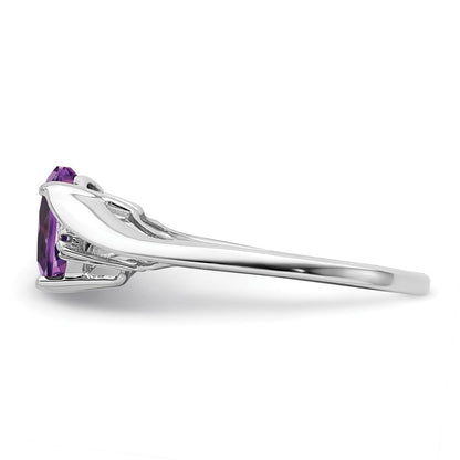14K Weißgold Ring mit Amethyst und echtem Diamant in Herzform