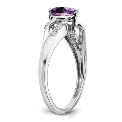 14K Weißgold Ring mit Amethyst und echtem Diamant in Herzform
