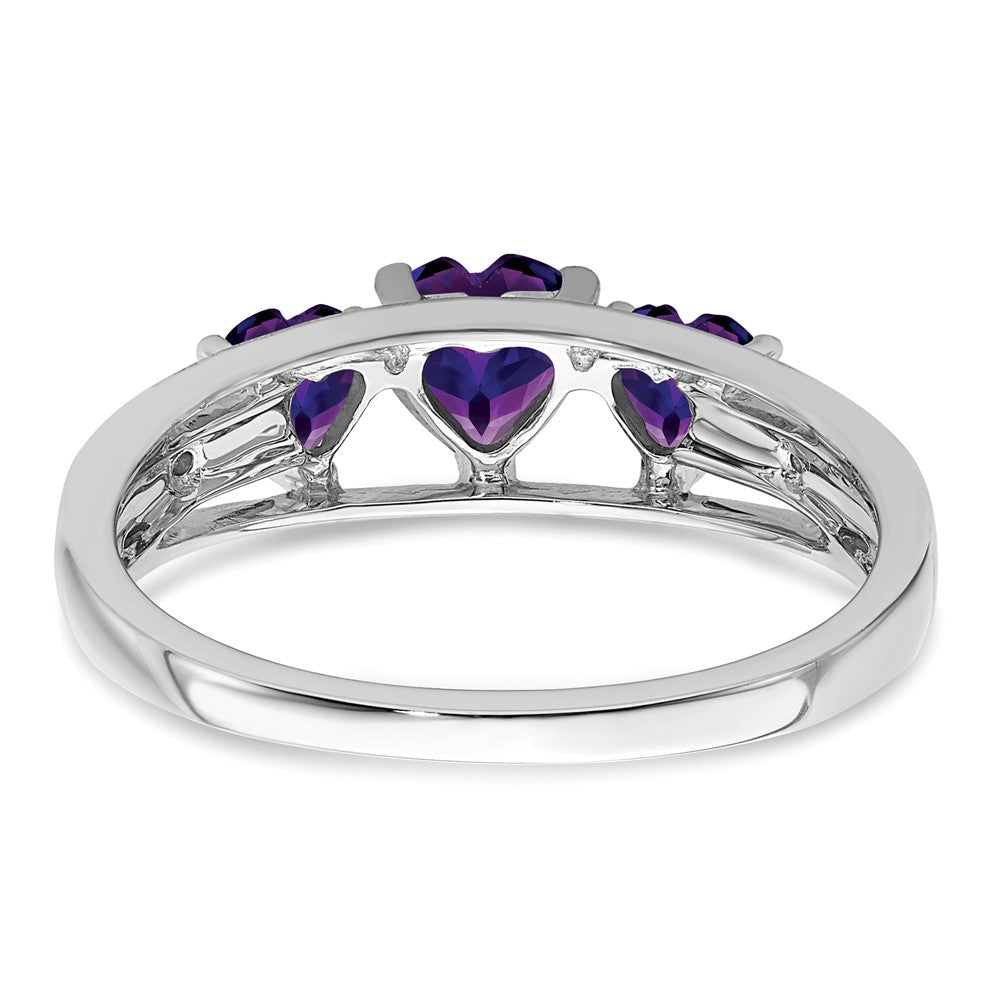 14K Weißgold Ring mit Amethyst und echtem Diamant in Herzform