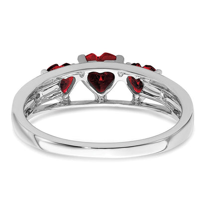 14K Weißgold Ring mit kreiertem Rubin und echten Diamanten in Herzform