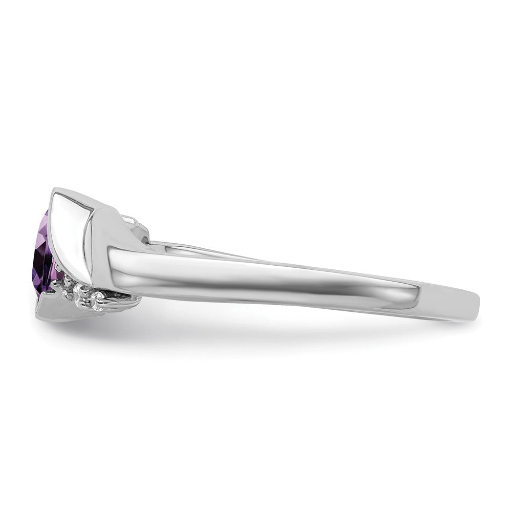 14K Weißgold Ring mit Amethyst und echten Diamanten