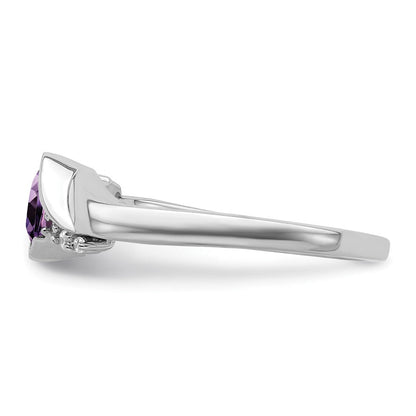 14K Weißgold Ring mit Amethyst und echten Diamanten