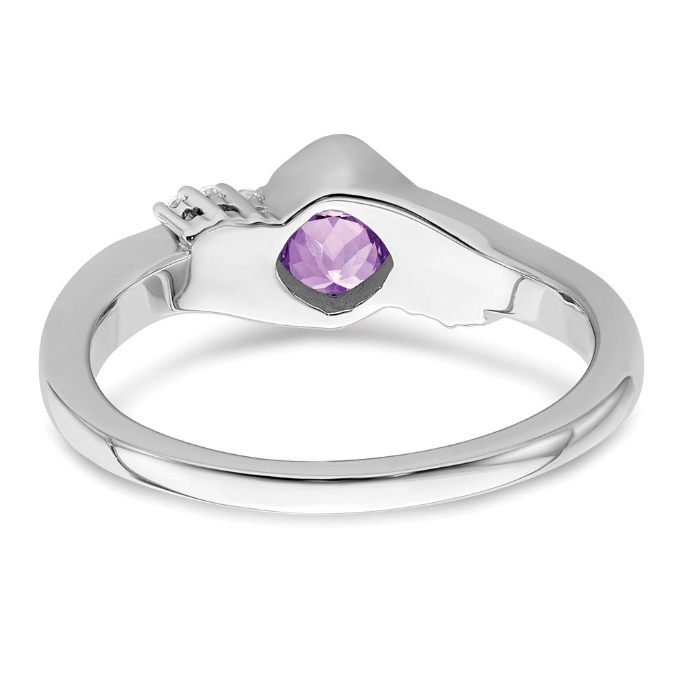 14K Weißgold Ring mit Amethyst und echten Diamanten