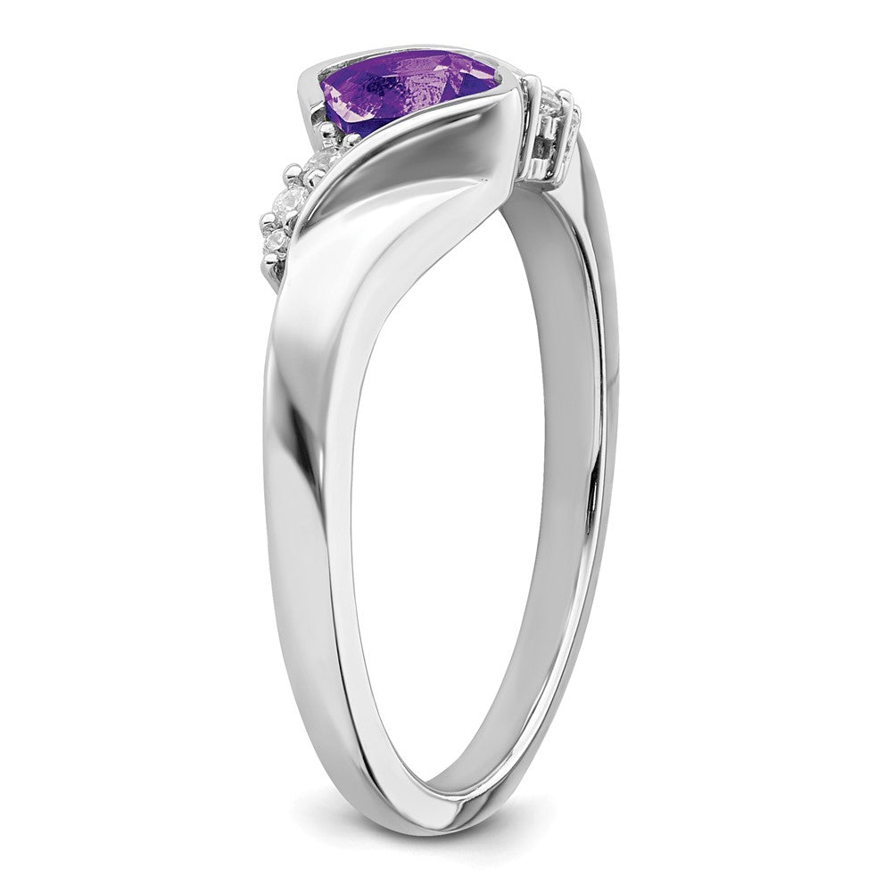 14K Weißgold Ring mit Amethyst und echten Diamanten