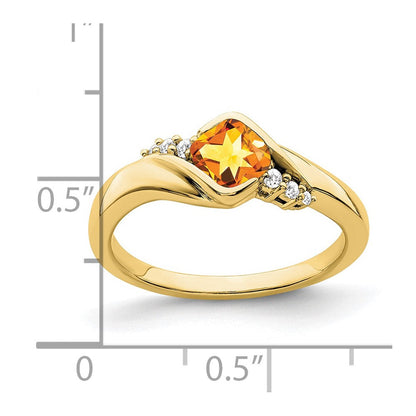 10K Gelbgold Citrin und Diamant Ring