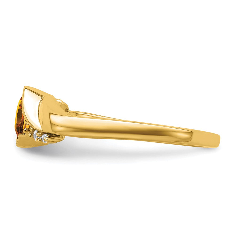 14K Gelbgold Ring mit Citrin und echten Diamanten