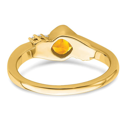 14K Gelbgold Ring mit Citrin und echten Diamanten