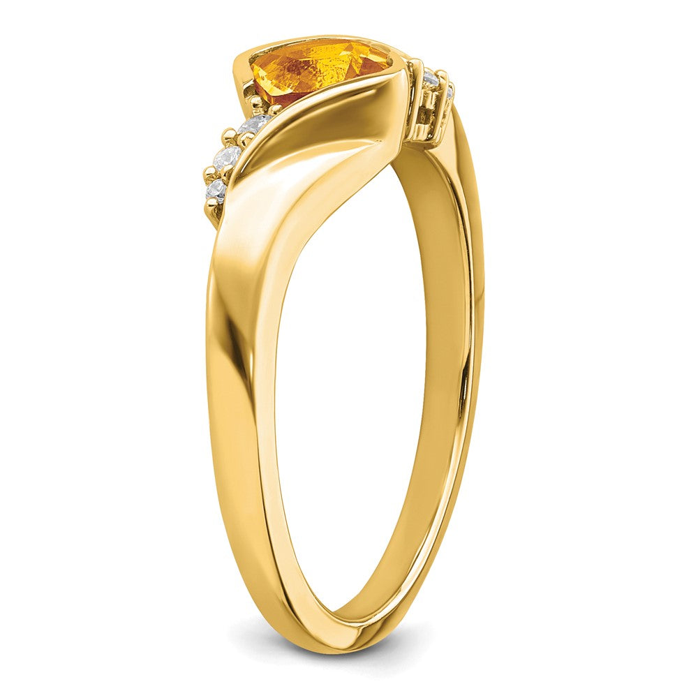 14K Gelbgold Ring mit Citrin und echten Diamanten